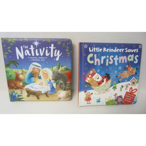 NEW CHRISTMAS BOARD BOOKS: THE NATIVITY & LITTLE REINDEER SAVES CHRISTMAS - Picture 1 of 4